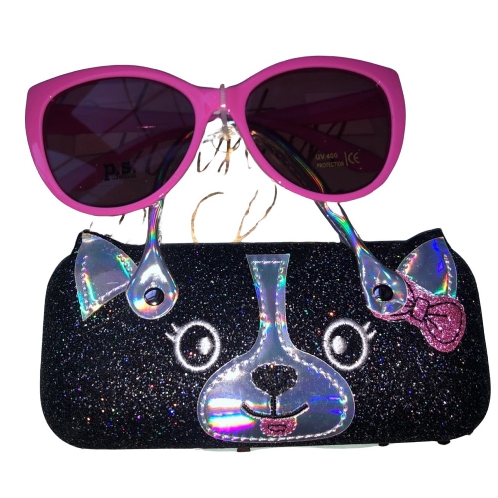 P.S. AEROPOSTALE Girls Pink Cat Sunglasses w/case
